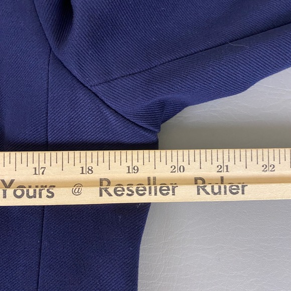 J. Crew Blazer Jacket Women's Size 12 Navy Blue Collarless‎ Vented Sleeves - Picture 7 of 11